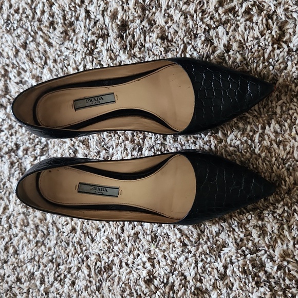PRADA Embossed Croc leather heels 38.5 - Picture 1 of 10